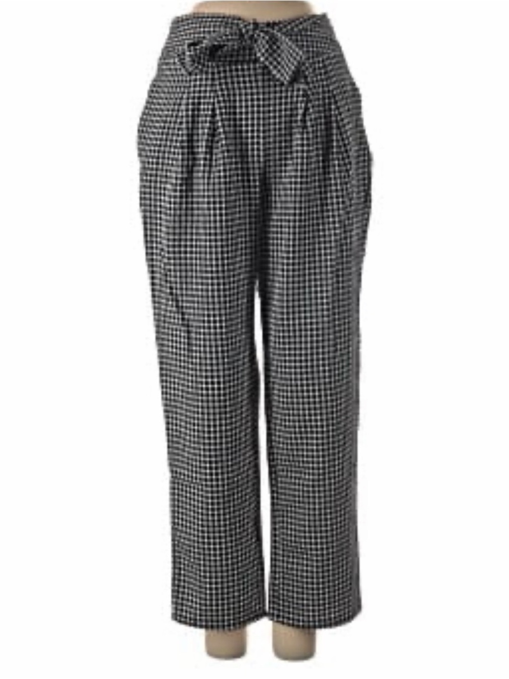 Sienna Sky Black & White Gingham High-Waist Tie Pants